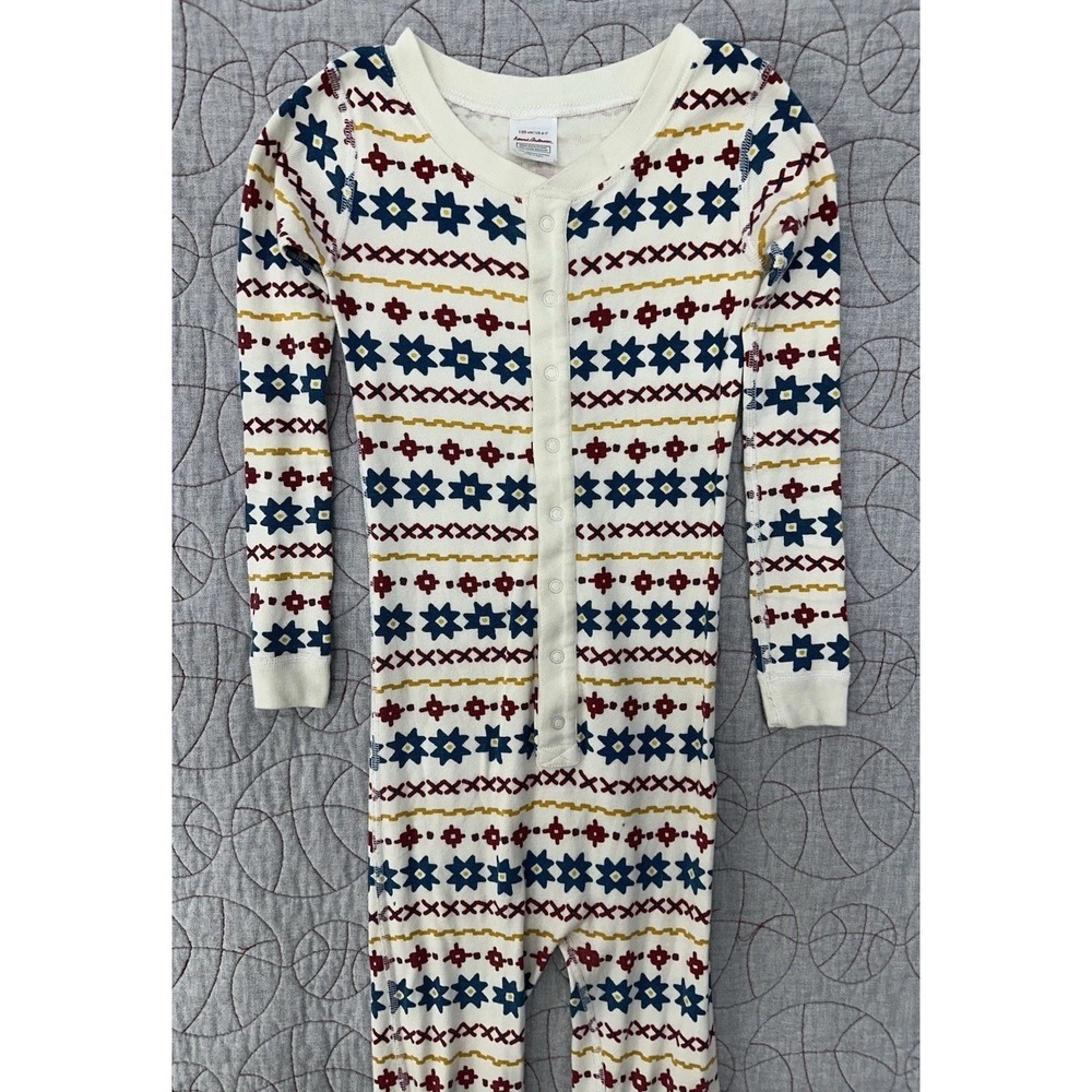 Hanna Andersson‎ And One Piece Kids Fair Isle White Pajamas / Size 6-7 120cm